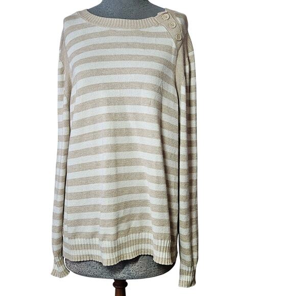 Lane Bryant Cream Stripped Sweater Size 18 - Picture 1 of 4